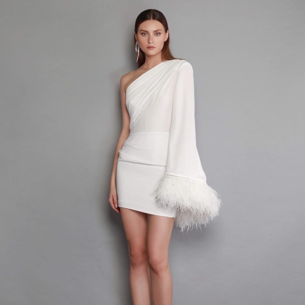 Bronx and Banco Fire Blanc Asymmetric Mini Dress